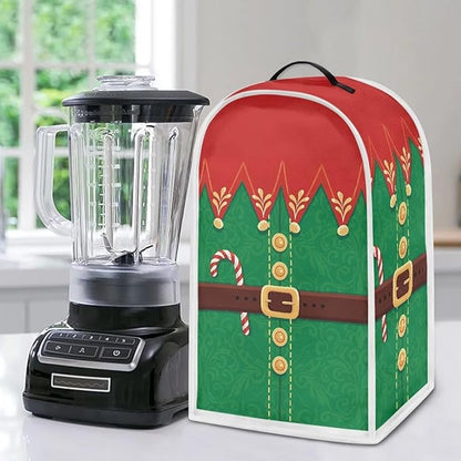 Christmas Teal Blender Cover for Kitchen Countertop Santa Claus Small Appliance Dust Cover Kitchen Decor Food Processor Protector with Handle Blender Protection Accessories