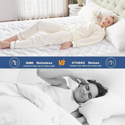 GRT Queen Mattress Protector, 100% Waterproof Mattress Protector Queen with Dual-Layers Protection, Noiseless Quilted Fitted Mattress Pad Cover with 8"-26" Deep Pocket