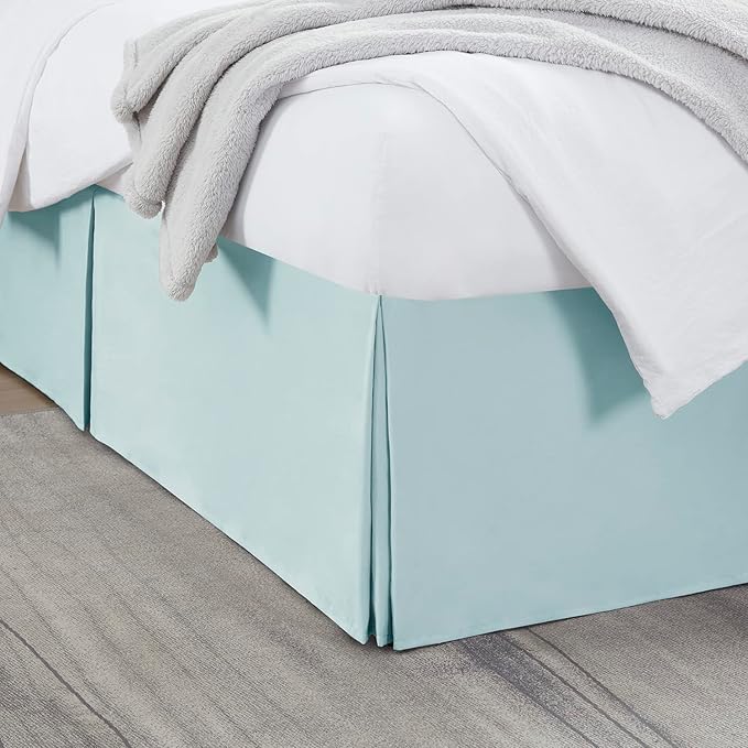 Nestl Light Baby Blue Twin Bed Skirt - Twin Size Bed Skirt 14 Inch Drop - Brushed Microfiber Bed Skirts - Hotel Quality Pleated Bed Skirt - Shrinkage & Fade Resistant