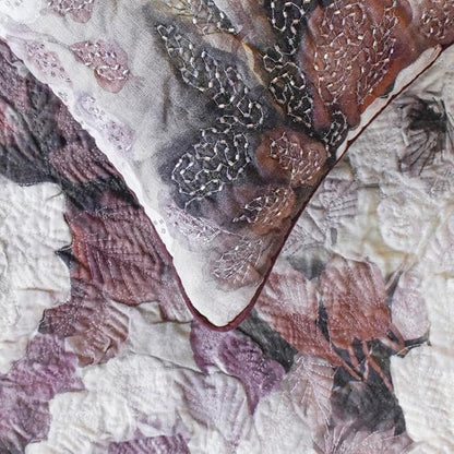 The HomeCentric King/Queen/Twin Purple Decorative Twin 53"x18" Bed Runner Without Pillow Cover, Floral, Roses, Bead Embroidery & Handmade Bed Scarf on Jacquard Fabric - Wood Rose