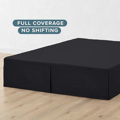 Bare Home King Bed Skirt - 15-Inch Tailored Drop Easy Fit - Bed Skirt for Beds - Center & Corner Pleats (King, Black)