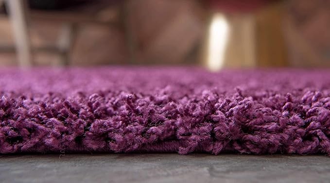Unique Loom Solid Shag Collection Area Rug (8' Round, Eggplant Purple)