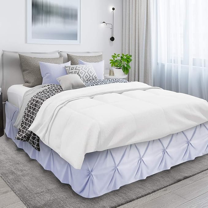 Nestl Ice Blue Bed Skirt King Size, Pinch Pleat King Bed Skirt, 14" Inch Drop King Bedskirt, Hotel Quality Ice Blue Bed Skirts, Premium Microfiber Bedskirt for King Bed, Ice Blue King Size Bed Skirt