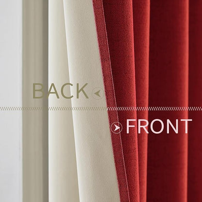 MIULEE 100% Blackout Linen Curtains for Bedroom Thermal Insulated Red Grommet Room Darkening Curtains & Drapes Christmas Decor for Living Room Nursery 52 x 96 Inch (2 Panels)