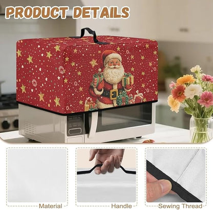 Microwave Oven Cover, Christmas Santa Claus Anti-Scratch Deep Fryer Cover Heat-Resistant Dustproof for Air Fryer Toaster Oven Microwave Oven Microwaves Dust Covers with Handles