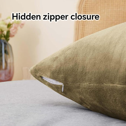 BEDELITE Flannel King Size Pillow Cases Set of 2, Super Soft Fleece Pillowcases with Zipper for Bedroom, Sofa, Couch,Luxury Cozy Fuzzy Velvet Pillow Shams for All Seasons(20x36 Inches,Camel)
