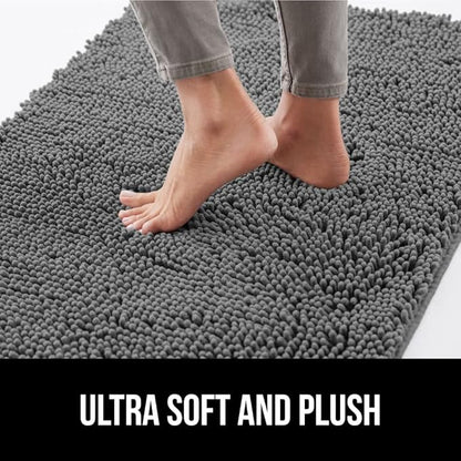 GORILLA GRIP SOAKSTOPPER Dog Door Mat, 70x24 Machine Washable Rug Absorbent Doormat Captures Moisture Mud Dirt, Quick Dry Soft Chenille Entryway Rugs Indoor Entrance Mats for Dog Paws, Gray