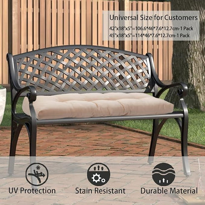 FUNHOME Outdoor Bench Cushion 48 x18 inch with Non-Slip Grips,Water Resistant Porch Swing Cushion,Bench Pillow Pads,Tufted Cushions for Patio Garden Furniture,48" Seat Cushions(Antique Beige)