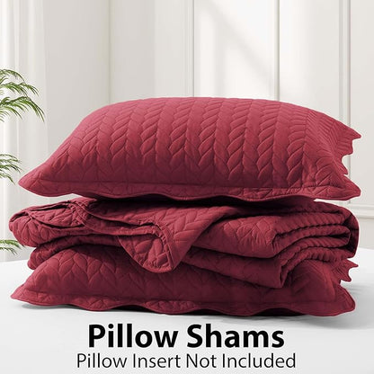 IR Imperial Rooms 8 Pack California King Quilt Bedding Set (118"x106") - Bulk Wholesale for Hotels, Guest Bedroom & Airbnbs - Lightweight Microfiber Reversible Embossed Quilts Bedspread (Burgundy)