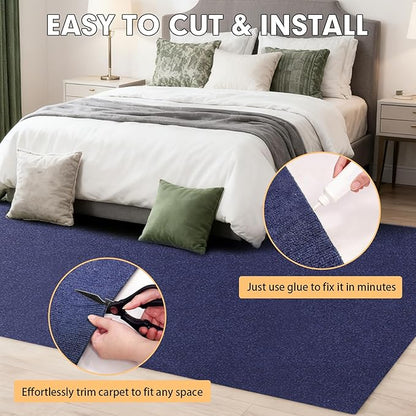 Marine Carpet,6 FT x 18 FT Deep Blue Indoor Outdoor Carpet 0.2" Thick Boat Carpet with Water-Proof TPE Backing, Non-Slide Outdoor Marine Carpet Roll for Home, Patio, Porch, Deck