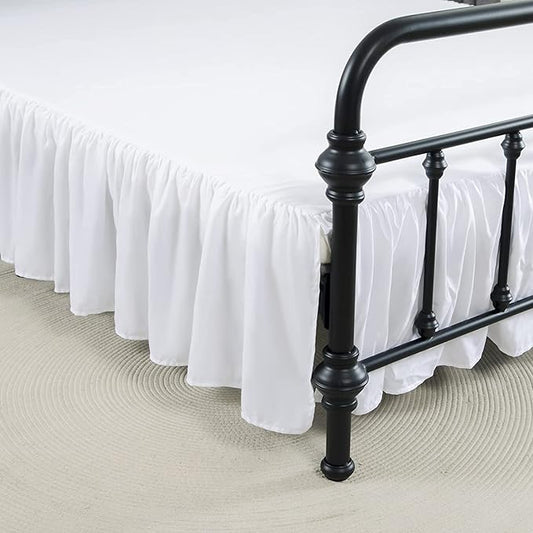 Bed Skirt Ruffled Bed Skirt with Split Corners, 18 Inch Drop Dust Ruffle Bed Skirts with Platform, White, King Size