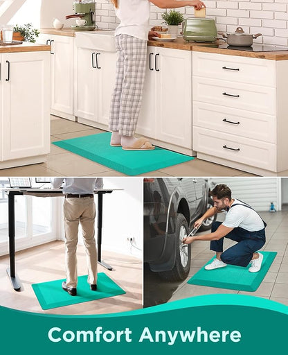 Ophanie Kitchen mats for Floor, 3/4 inch Thick, Kitchen Rugs, 20''x39'' Anti Fatigue Standing Cushioned Mat, Waterproof,Comfort Ergonomic mat for Office, Home, Sink, Teal Non-Slip Bottom