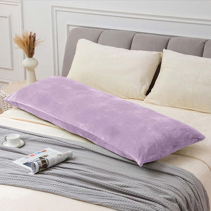 BEDELITE Body Pillow Cover with Zipper Closure, Super Soft and Cozy Fuzzy Fleece Pillowcase 20 x 54 Inches, Luxury Fluffy Plush Long Body Pillow Pillowcase for All Seasons(Lavender)