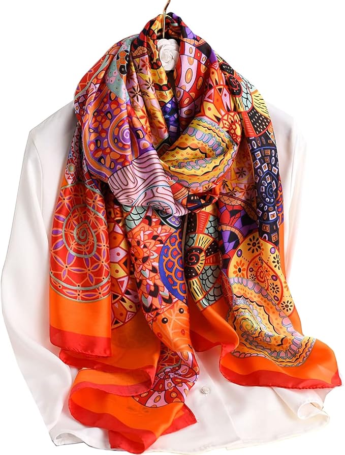 Fashion Scarves Scarf 100% Silk Feeling Scarf Silk Like Scarves Long Lightweight Sunscreen Shawls for Women