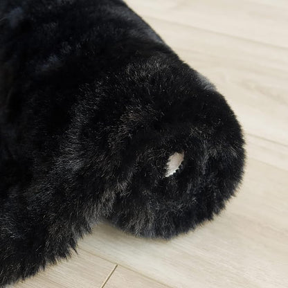 Black Fluffy Rug 5x7 Area Rugs for Bedroom Fuzzy Rabbit Washable Fur Rugs for Living Room Teen Room Nursery Rectangle Rug