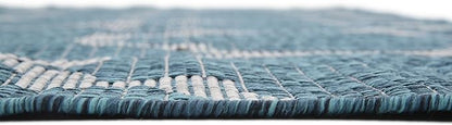 Unique Loom Outdoor Trellis Collection Area Rug (9' x 12' Rectangle, Teal/ Gray)