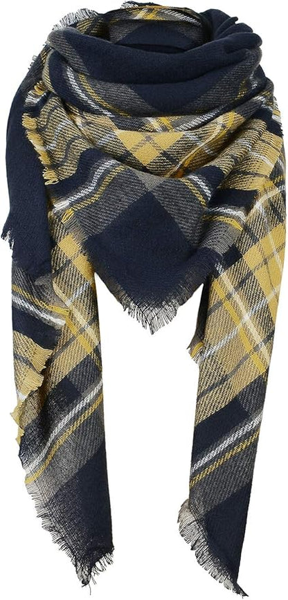 American Trends Women's Cozy Warm Winter Fall Blanket Scarf Stylish Soft Chunky Checked Giant Scarves Shawls