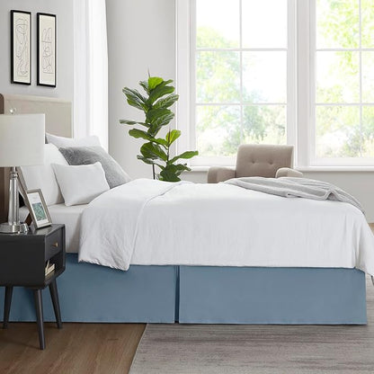 Nestl Stone Blue Bed Skirt King Size - King Bed Skirt 14 Inch Drop - Brushed Microfiber Bed Skirts - Hotel Quality Pleated Bed Skirt - Shrinkage & Fade Resistant