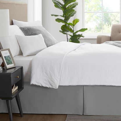 Nestl Grey Bed Skirt Queen Size - Queen Bed Skirt 14 Inch Drop - Brushed Microfiber Bed Skirts - Hotel Quality Pleated Bed Skirt - Shrinkage & Fade Resistant