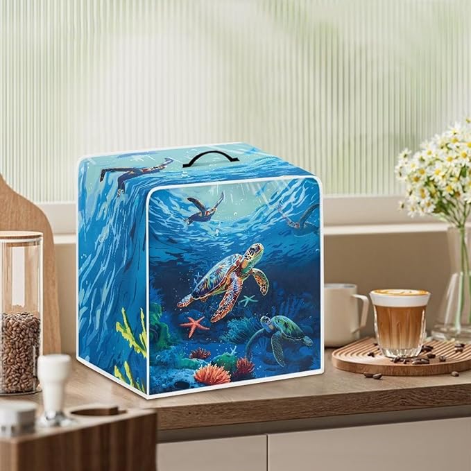 Mumeson Sea Turtle Coffee Maker Cover Universal Waterproof and Dustproof Cover for Home Garage Office Pouch with Duarble Handle Extra Large Lightweight Covers