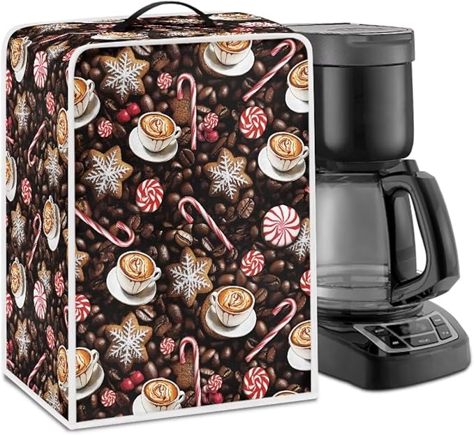 Coffee Maker Cover Christmas Coffee Machine Dust Cover Washable Folding Xmas Kitchen Decoration