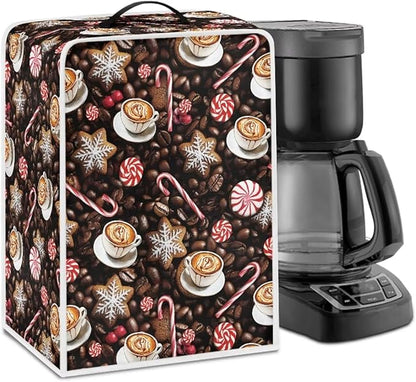 Coffee Maker Cover Christmas Coffee Machine Dust Cover Washable Folding Xmas Kitchen Decoration