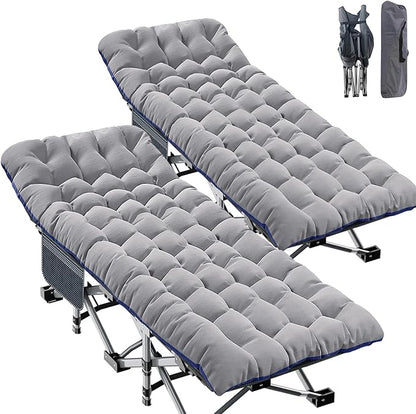 ABORON 2PK XXL Camping Cot for Adults 900LBS - 78"×32" Oversized Folding Bed with Mattress Pad, Heavy Duty 1200D Oxford Outdoor Cot with Carry Bag
