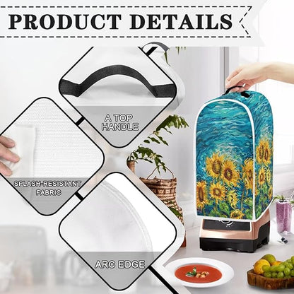 Sunflower Pattern Blender Dust Cover for Stand Mixer or Coffee Maker Appliance, Anti Fingerprint Polyester Dust Proof Stain Resistant Blender Cover for Home Kitchen