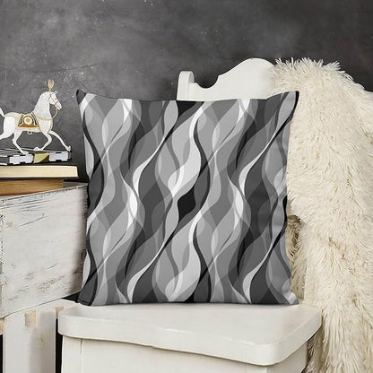 Grey Throw Pillow Covers Modern Abstract Black and Grey Striped Decorations for Bedroom Living Room Farmhouse Sofa Pillows Bed Couch 12x12 Inch