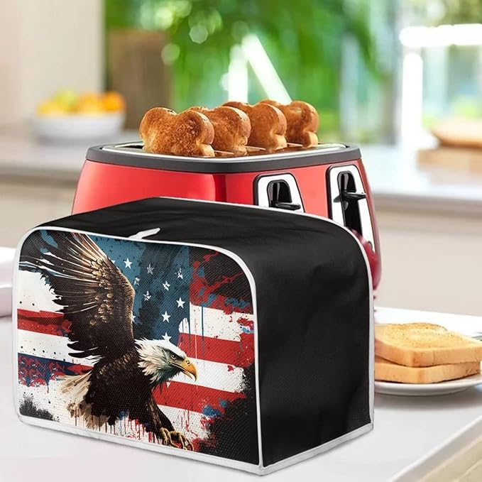 ZFRXIGN Bald Eagle Toaster Cover 4 Slice Wide Slot Small Appliance Covers Kitchen Decor Accessories Toaster Oven Cover Bread Maker Cover American Flag Patiotic Decor