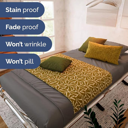 Cot Sheet Set 33” x 75” – 4 Piece Cot Size Twin Mattress Sheets – Ideal for Camper Bunk, RVs, Bunks, Day Care, Camping & Guest Beds - Fits 6” to 10” Mattress - Comdy, Breathable & Cooling - Dark Grey