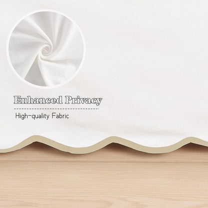 HIG Off White Chic King Bed Skirt - Easy Fit Scallop Edge Pleated Bedskirts, 14 Inch Drop Anti-Slip Dust Ruffle, Thick Fabric for Enhanced Privacy, Pre-Washed for Long-Lasting Use(N60022)