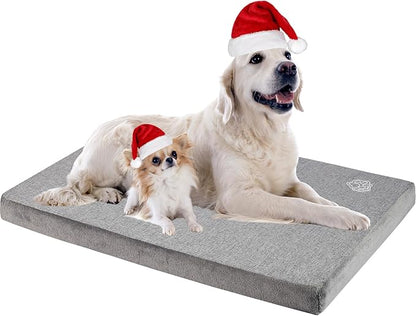 EMPSIGN Stylish Dog Bed Mat Dog Crate Pad Mattress Reversible (Cool & Warm), Water Proof Linings, Removable Machine Washable Cover, Firm Support Pet Crate Bed for Small to XX-Large Dogs, Grey