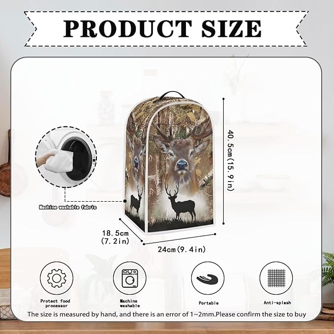 Talayituse Elk Hunting Camo Forest Print Blender Dust Cover, Fingerprint Protection Cover for Stand Mixer or Coffee Machine, Home Kitchen Appliance Covers for Stain Dust Resistant Supplies
