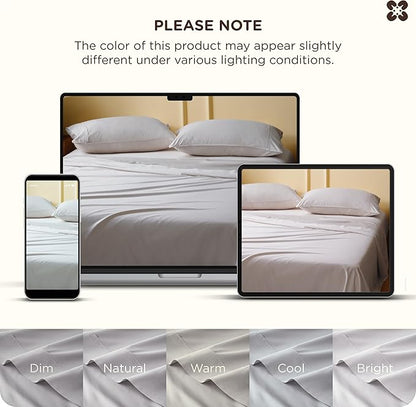 Bedsure Cooling Sheets, Rayon Derived from Bamboo & Cotton Blend, GentleSoft, Breathable, Queen Sheet Set, Deep Pocket Up to 18 Inches, Hotel Luxury Bedding for Hot Sleepers, Grey