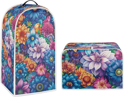 Bright Blossoms Kitchen Blender Cover Toaster Cover Boho Mandala Floral 2 Slice Washable Kitchen Accessories Small Appliance Protector Covers