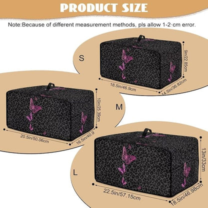 Butterfly Leopard Print Microwave Oven Dust Cover Heavy Duty Microwave Oven Cover Foldable Dust-Proof Kitchen Machine Covers Case Protections for Toaster Oven, L