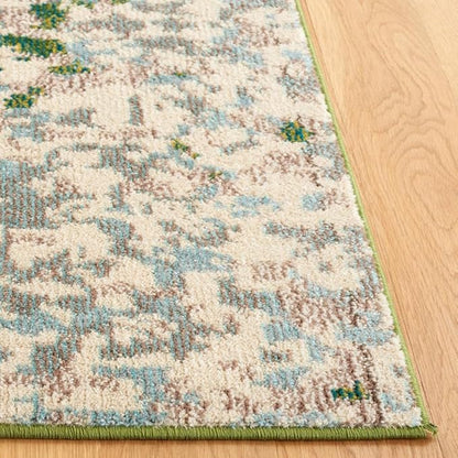 SAFAVIEH Monaco Collection Area Rug - 9' x 12', Green & Blue, Contemporary Design, Slip Resistant & Stain Resistant, Ideal for High Traffic Areas in Living Room, Bedroom & Dining Room (MNC225Y-9)