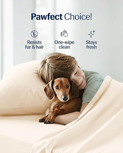 REST® Evercool®+ Starter Sheet Set, King, Ivory, Breathable Bed Sheets for Hot Sleeper and Night Sweats, with Pillowcases, with Ionic+ Self-Cleaning Silver Yarn for Sensitive Skin, 3PCS No Flat Sheet