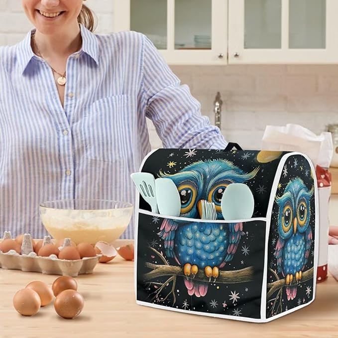Cartoon Owl Stand Mixer Cover Kitchen Appliance Cover for 6-8 Quart Mixers Washable Food Processor Protective Covers Kitchen Mixers Accessories