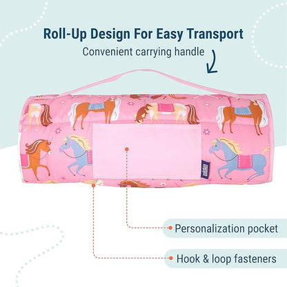Wildkin 43-inch Kids Nap Mat – Soft Microfiber Toddler Sleeping Mat with Pillow