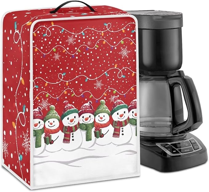 Christmas Snowflake Coffee Maker Cover Dust Protection with Top Handle Washable Portable Replacement