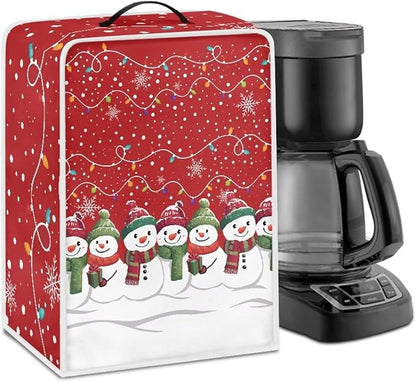 Christmas Snowflake Coffee Maker Cover Dust Protection with Top Handle Washable Portable Replacement