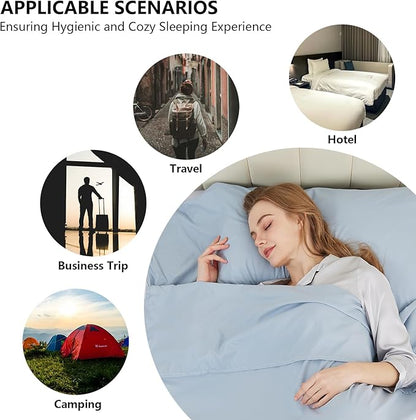 Sleeping Bag Liner Camping Adult Sleep Sack Lightweight Travel Sheet for Hotel Bed Compact Ultralight Essential Cleaning Supplies Kit Travel Bedding Set for Backpacking