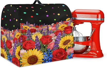 Stand Mixer Covers Compatible with 4.5-5 Quart Colorful Flowers Kitchen Aid Mixer Fit All Tilt Head Bowl Lift Models Easy Clean Mixer Covers