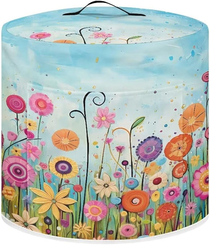 Air Fryer Cover Dust Cover, Easy to Clean Small Appliance Covers for 8 Quart Air Fryer & Pressure Cooker Kitchen Appliance Accessories with Pockets, Colorful Floral