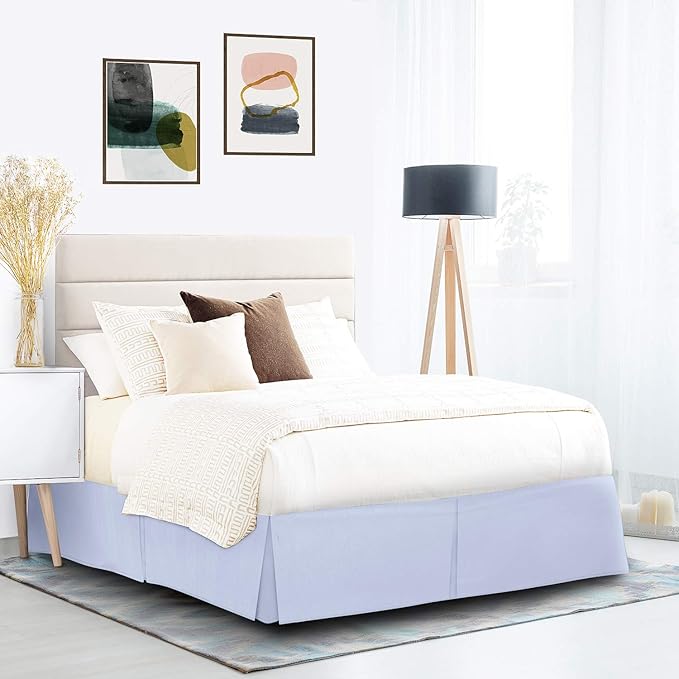 Nestl Ice Blue Bed Skirt King Size - King Bed Skirt 14 Inch Drop - Brushed Microfiber Bed Skirts - Hotel Quality Pleated Bed Skirt - Shrinkage & Fade Resistant