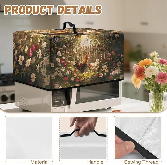 Microwave Ovens Dust Cover, Thanksgiving Rooster Tear-Resistant Heat-Resistant Waterproof Polyester Oven Protection Case for Microwave Oven Smart Oven Toaster Stainless Steel Oven