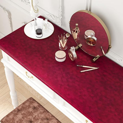 Red Velvet Drawer Liner 15.7"x118" Self Adhesive Burgundy Velvet Fabric Wallpaper Peel and Stick Soft Felt Liner for Jewelry Box Dresser Red Flocking Contact Paper for Cabinets Drawer Crafts