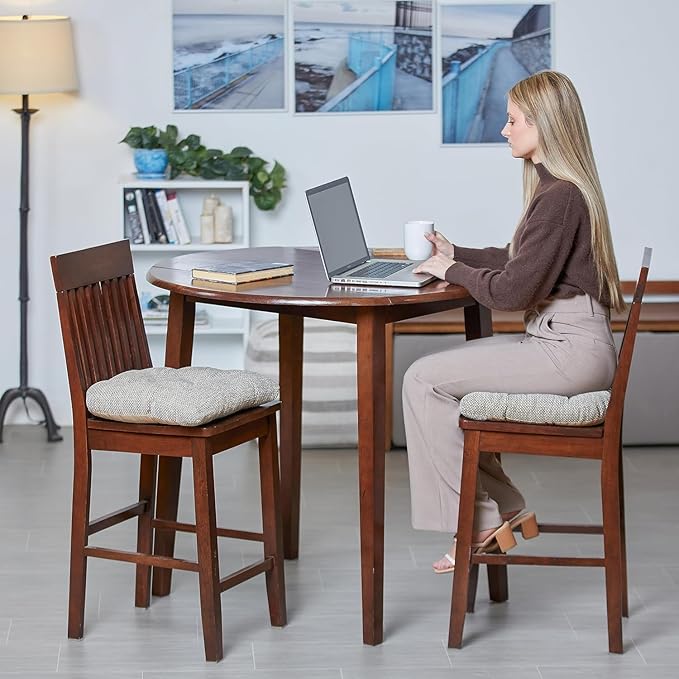 Klear Vu Gripper Overstuffed Universal Non-Slip Dining Chair Cushions for Kitchen Decor or Office Use, U-Shaped Skid-Proof Seat Pad, 17x17 Inches, 2 Count (Pack of 1), Honeycomb Natural